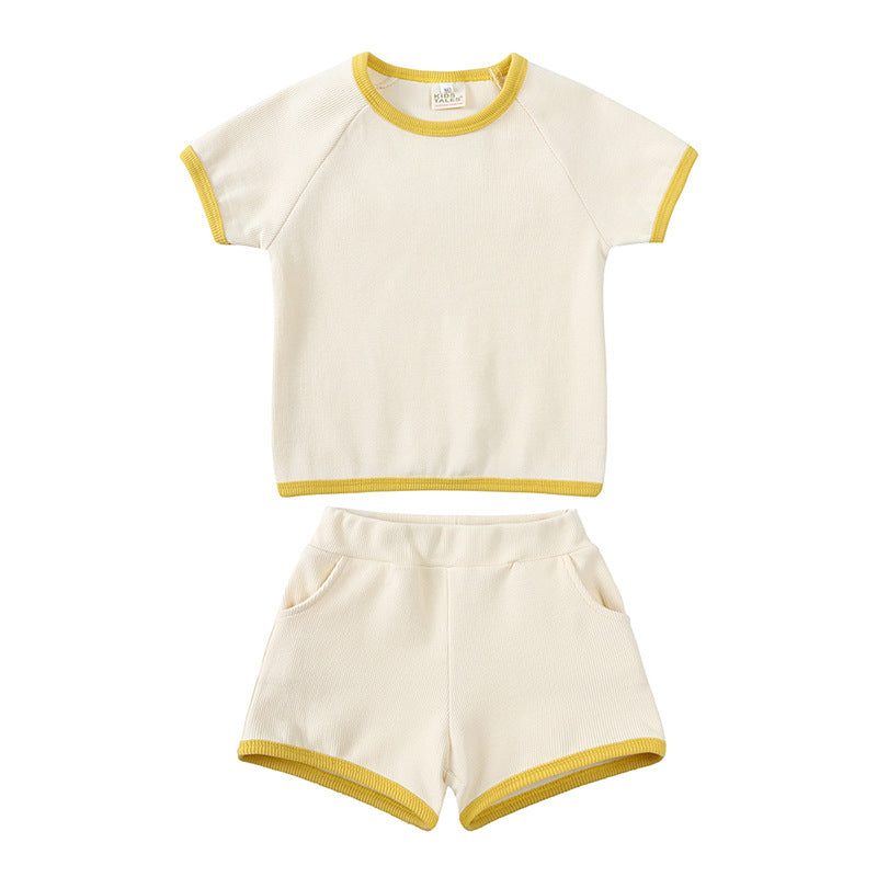 Summer Soft Short Sleeve Shorts Suit