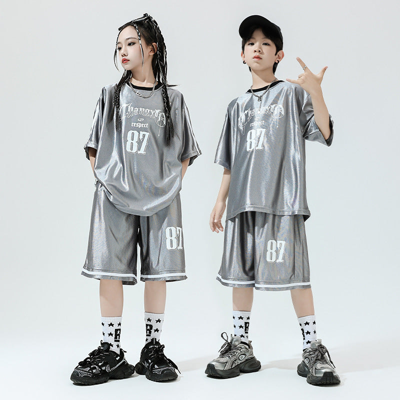 Hip Hop Children's Performance Hip Hop Glossy Loose Outfit