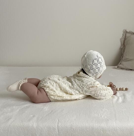 Japanese Spring New Baby Knitted Crepe Long-sleeved One-piece Romper