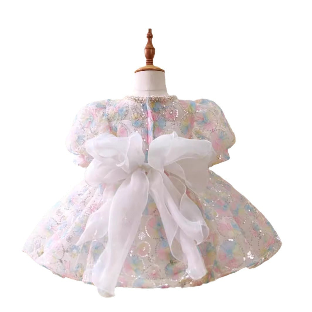 Vestido de princesa ligero de lujo para minorías, de alta gama, con flores, para anfitriona de cumpleaños.