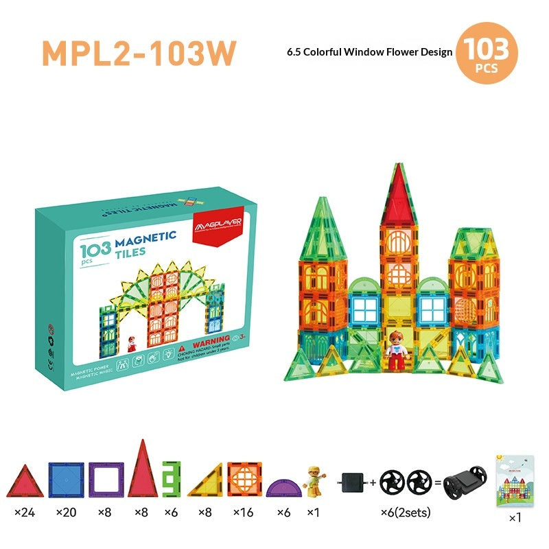 65cm Colorful Window Childrens Magnetic Building Toy Educational Magnetic Blocks