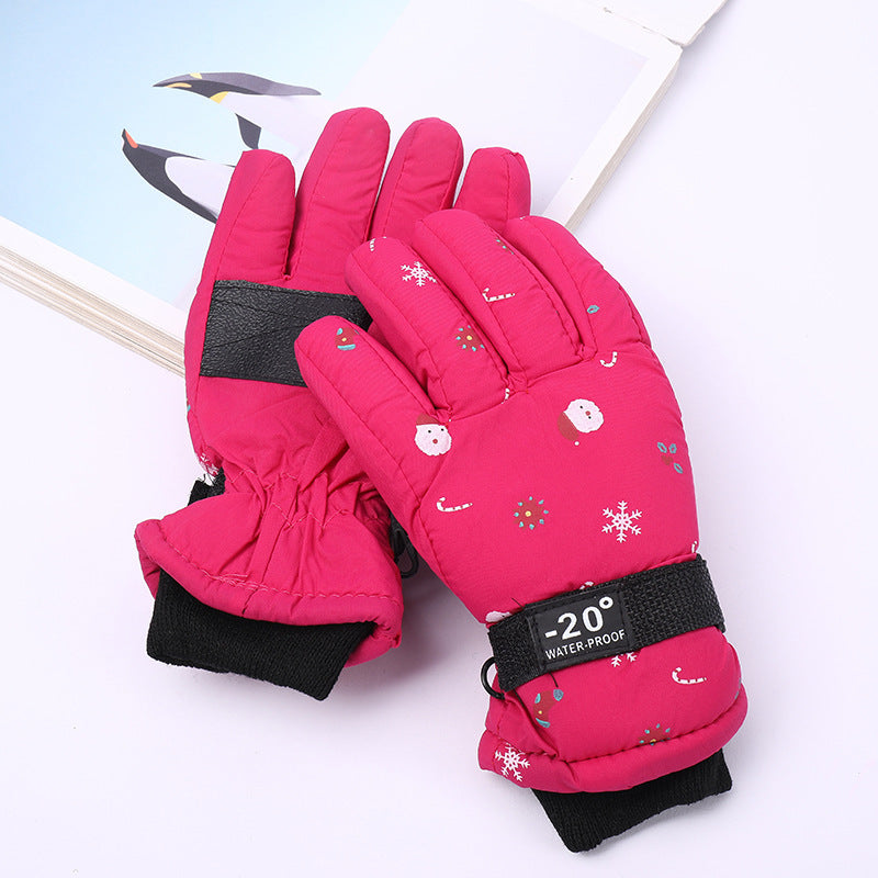 Outdoor Sports Riding Fleece-lined Thickened Finger Children's Ski Gloves