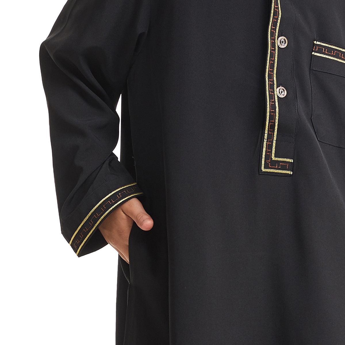 Middle East Boy Robe Stand Collar Button Long Shirt