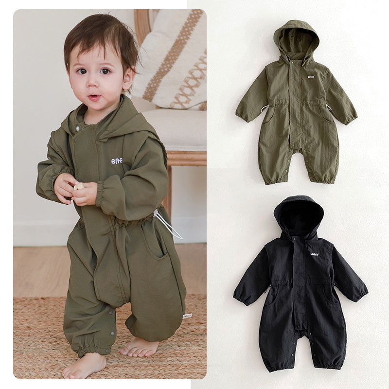 New Boys And Girls Hooded Work Clothes Jumpsuit Western Style Romper