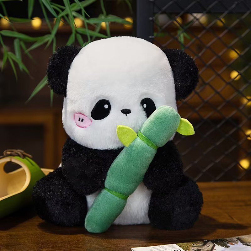 Muñeca panda de simulación de tubo de bambú