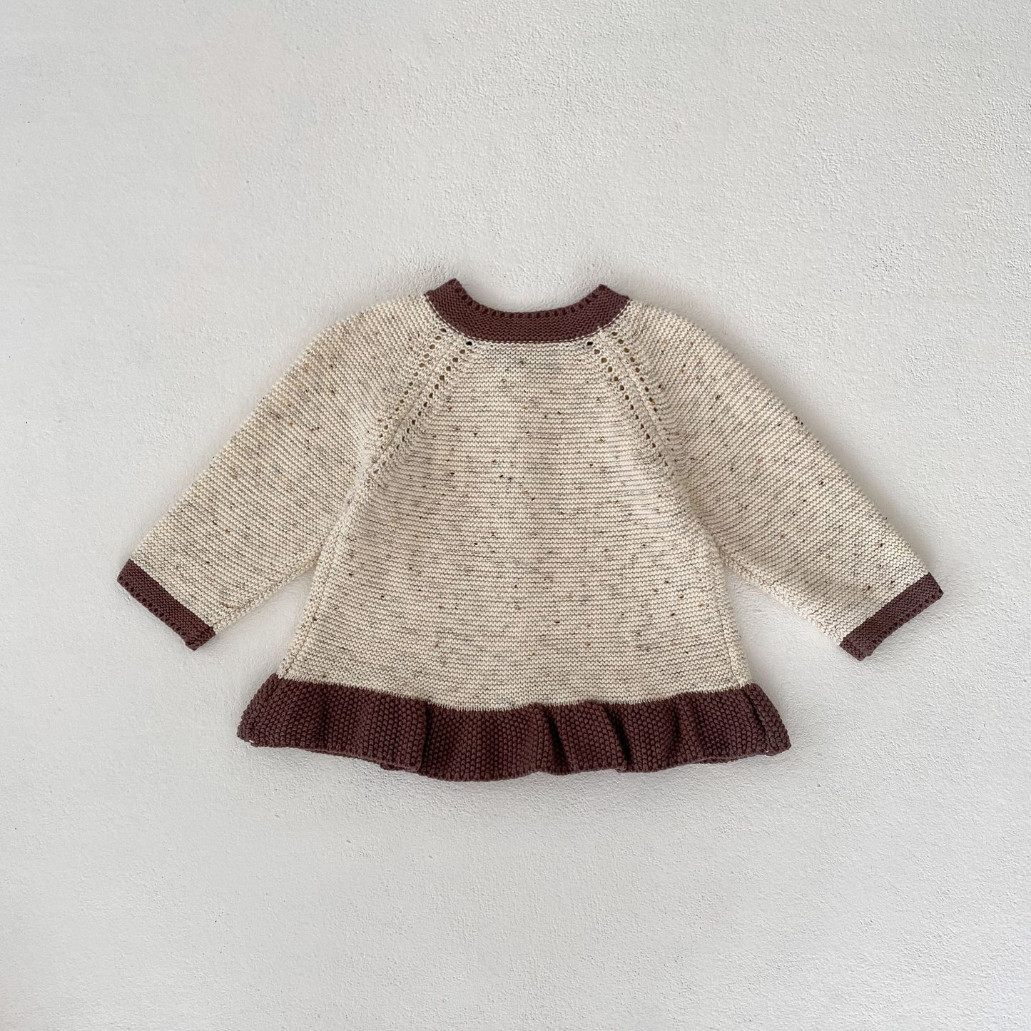 Baby Dot Yarn Ruffled Knitted Cardigan Coat Knitted Bell-bottom Pants