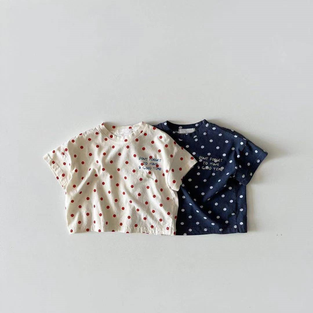 Dot Letter Crew Neck Short Sleeve Simple