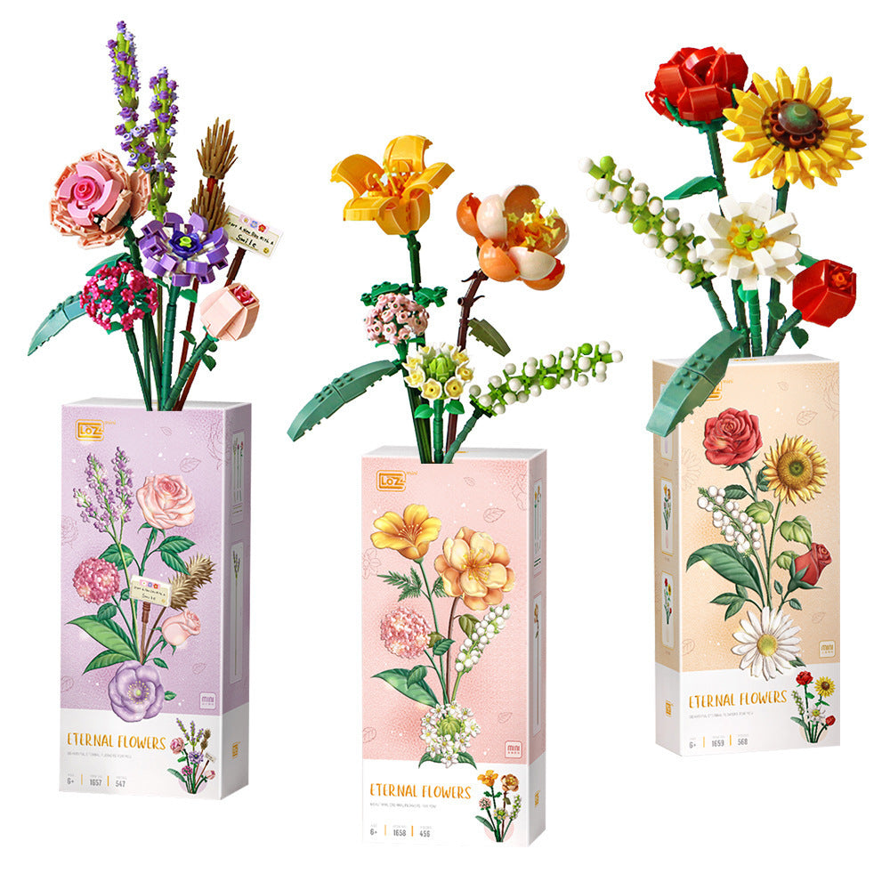 Building Blocks Decoration Immortal Flower Arrangement Girls Assembled Toys