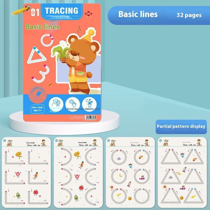 Children's Pen Control Training Copybook Stroke Drawing Point Line Picture Book Potential Development Cards