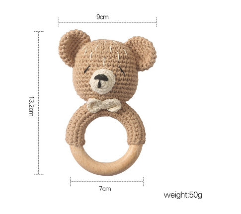 Baby Rattle Hand Woven Cartoon Animal Bracelet Newborn Soothing Doll