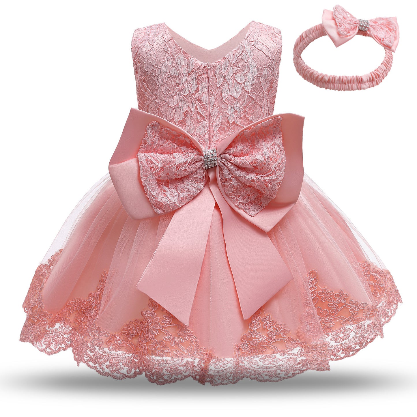 Baby Princess One Year Old Bow Lace Dress