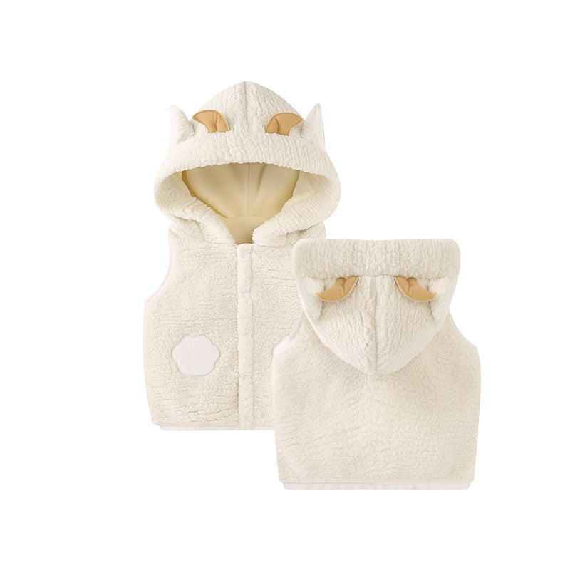 Children's Waistcoat Thickened Baby Girl Vest Waistcoat And Hooded Jacket To Keep Warm