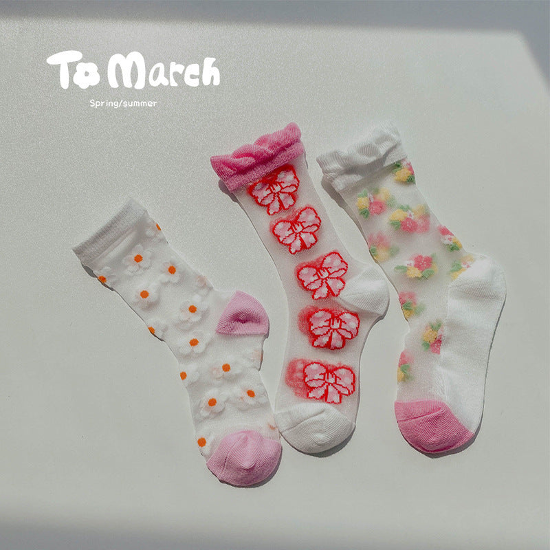 Children's Socks Summer Color Matching Plaid Korean Baby