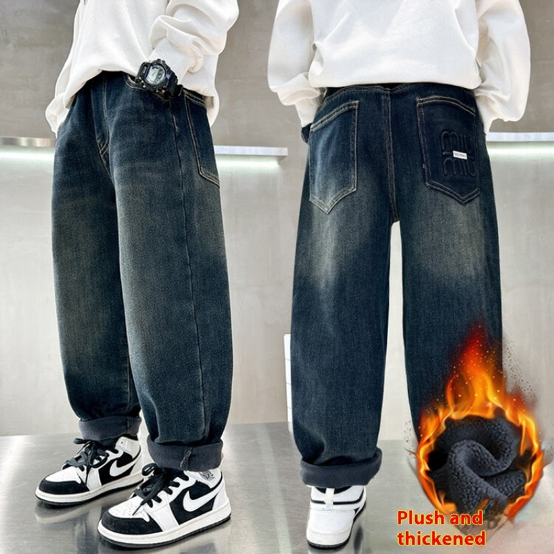 Pantalon épais et chaud pour grands enfants, style coréen