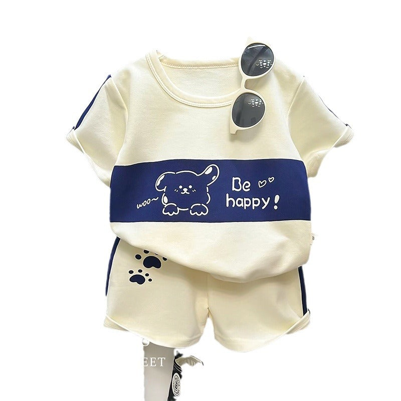 Children's Short Sleeve Striped Suit Girls Boys
