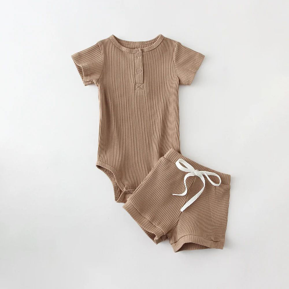 Two-piece Boys' Summer Round Neck Romper Suit