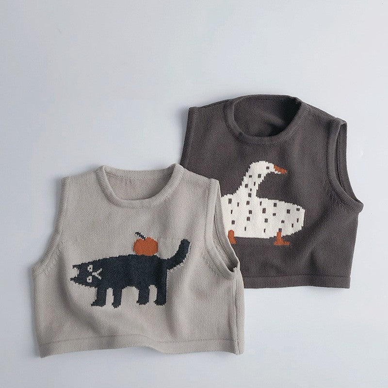Spring And Autumn Vest Sleeveless Jacquard Knitted Cotton