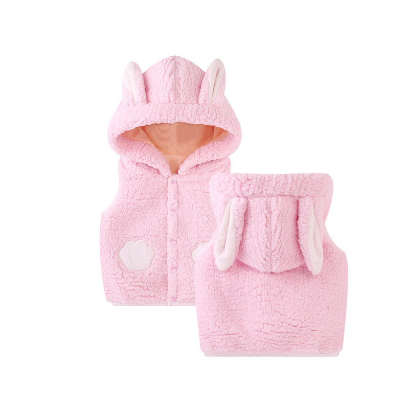 Children's Waistcoat Thickened Baby Girl Vest Waistcoat And Hooded Jacket To Keep Warm
