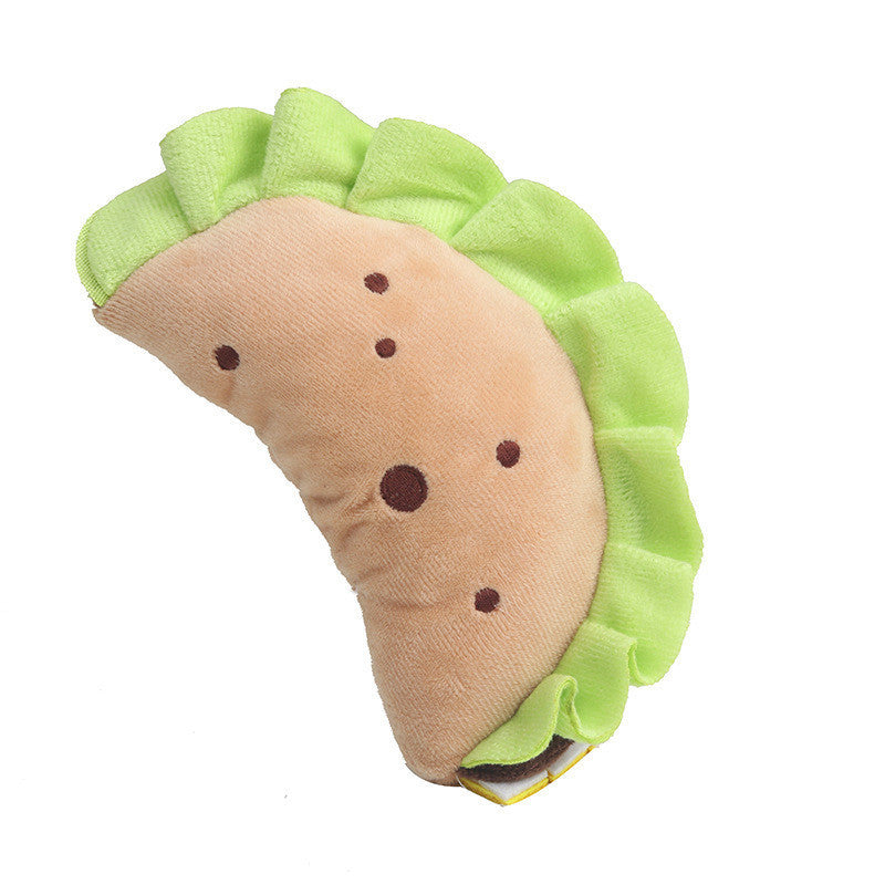 Jouet en peluche simulant un sandwich/des boulettes pour la mastication des chiots (bruit de grincement)