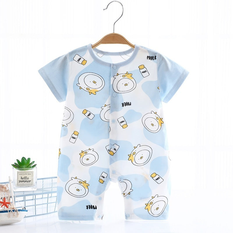 Baby One-piece Summer Thin Baby Short Sleeve Jumpsuit Pure Cotton