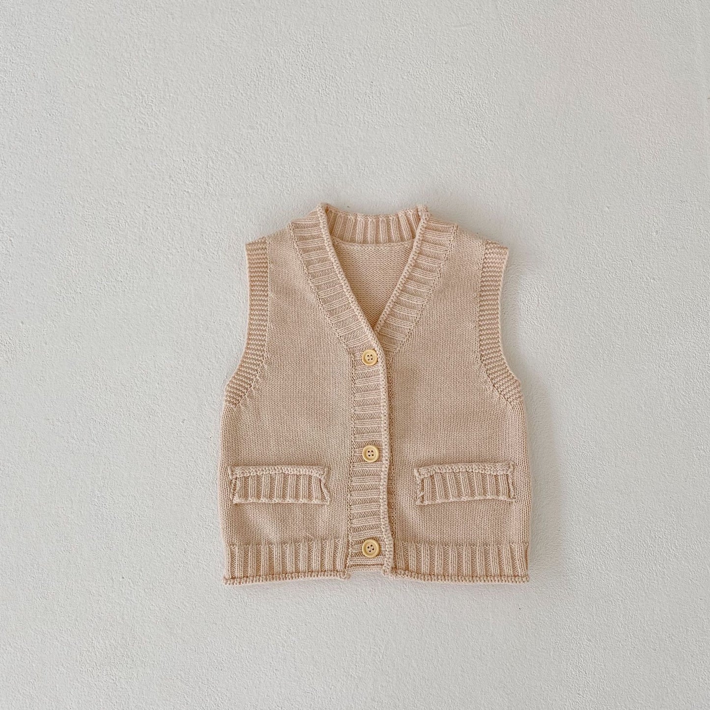 V-neck Cardigan Cotton Knit Sweater Vest Coat