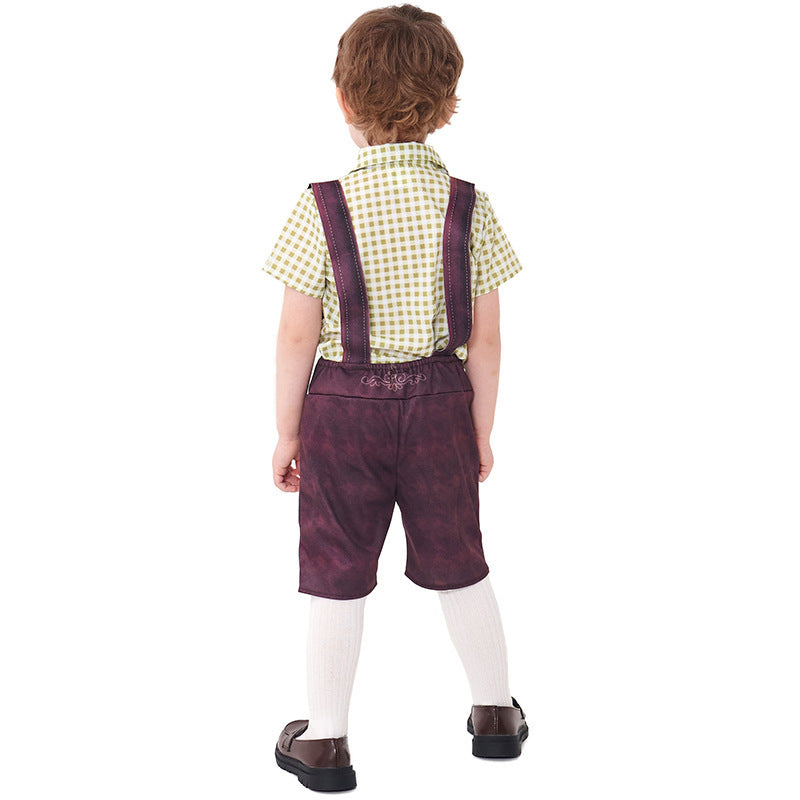 Cute Plaid Suspender Pants Performance Costume