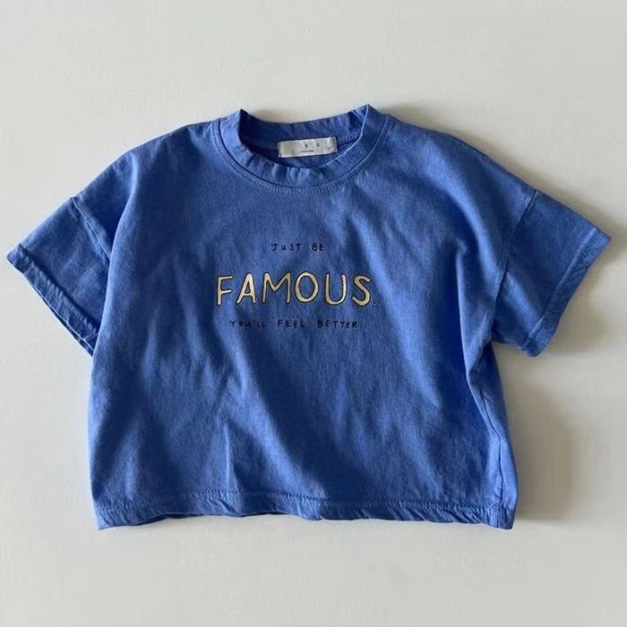 Letter Crew Neck Short Sleeve Simple