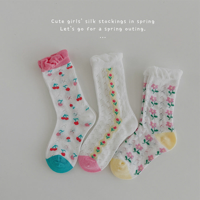 Children's Socks Summer Color Matching Plaid Korean Baby