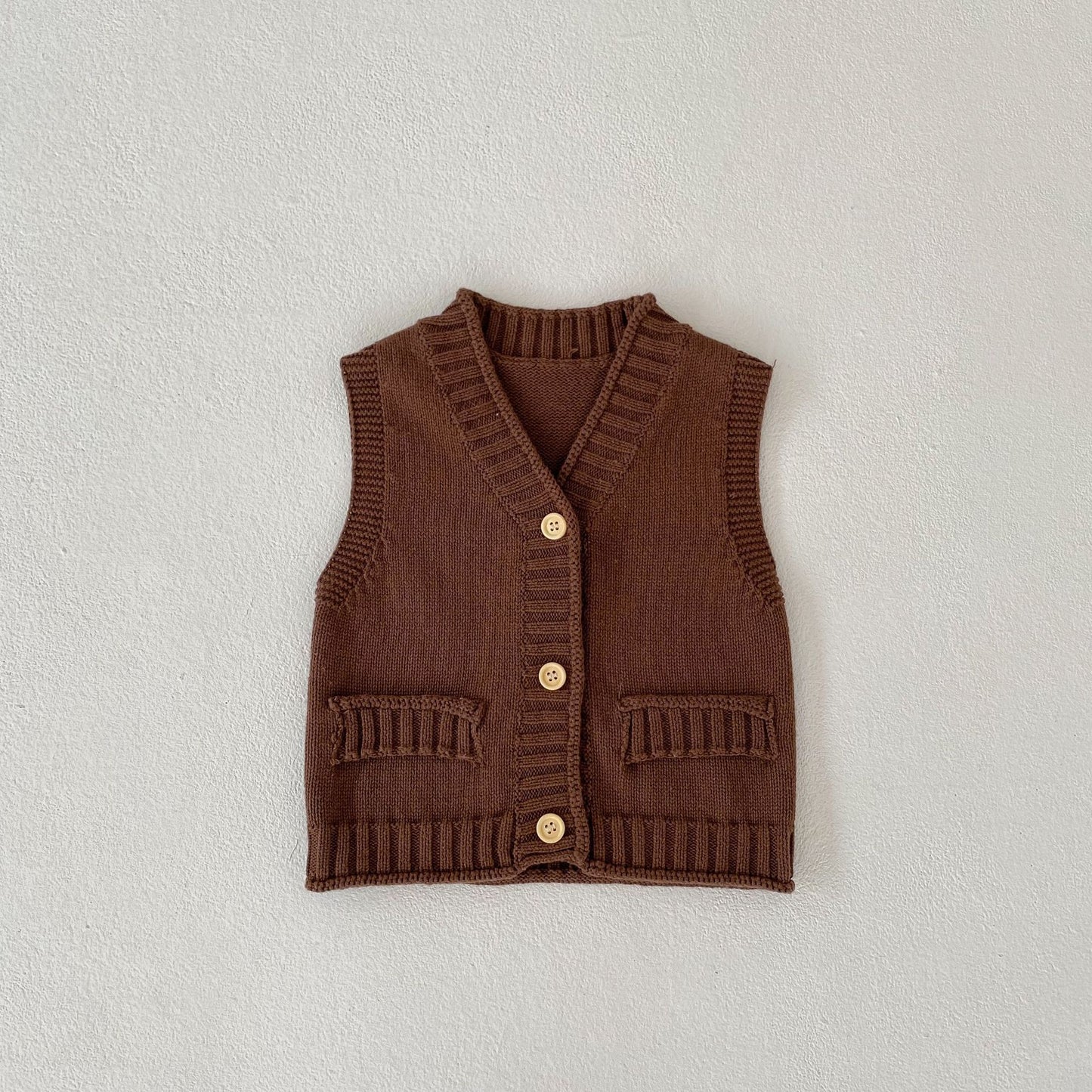 V-neck Cardigan Cotton Knit Sweater Vest Coat