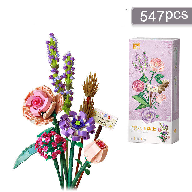 Building Blocks Decoration Immortal Flower Arrangement Girls Assembled Toys