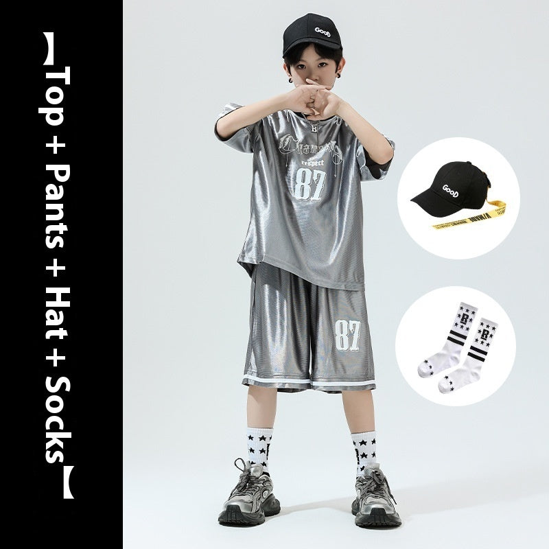 Hip Hop Children's Performance Hip Hop Glossy Loose Outfit