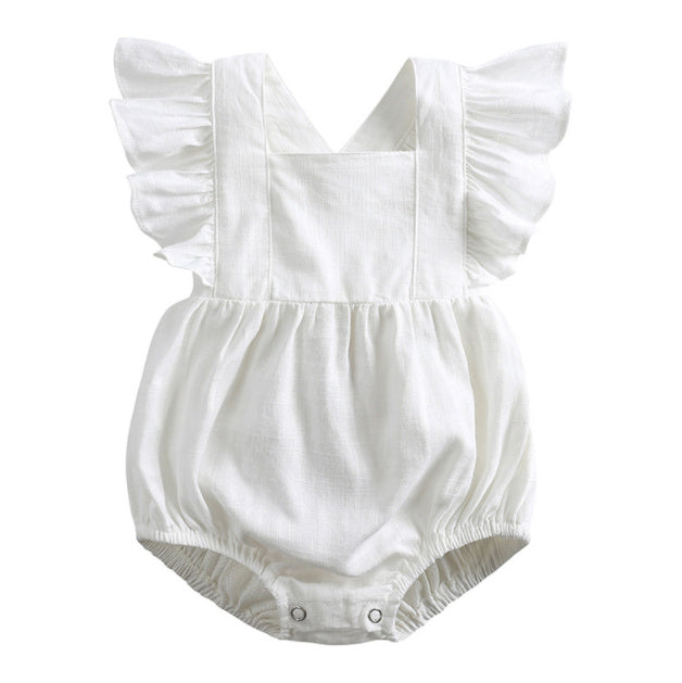 Baby Cotton And Linen Summer Strap One Piece Suit