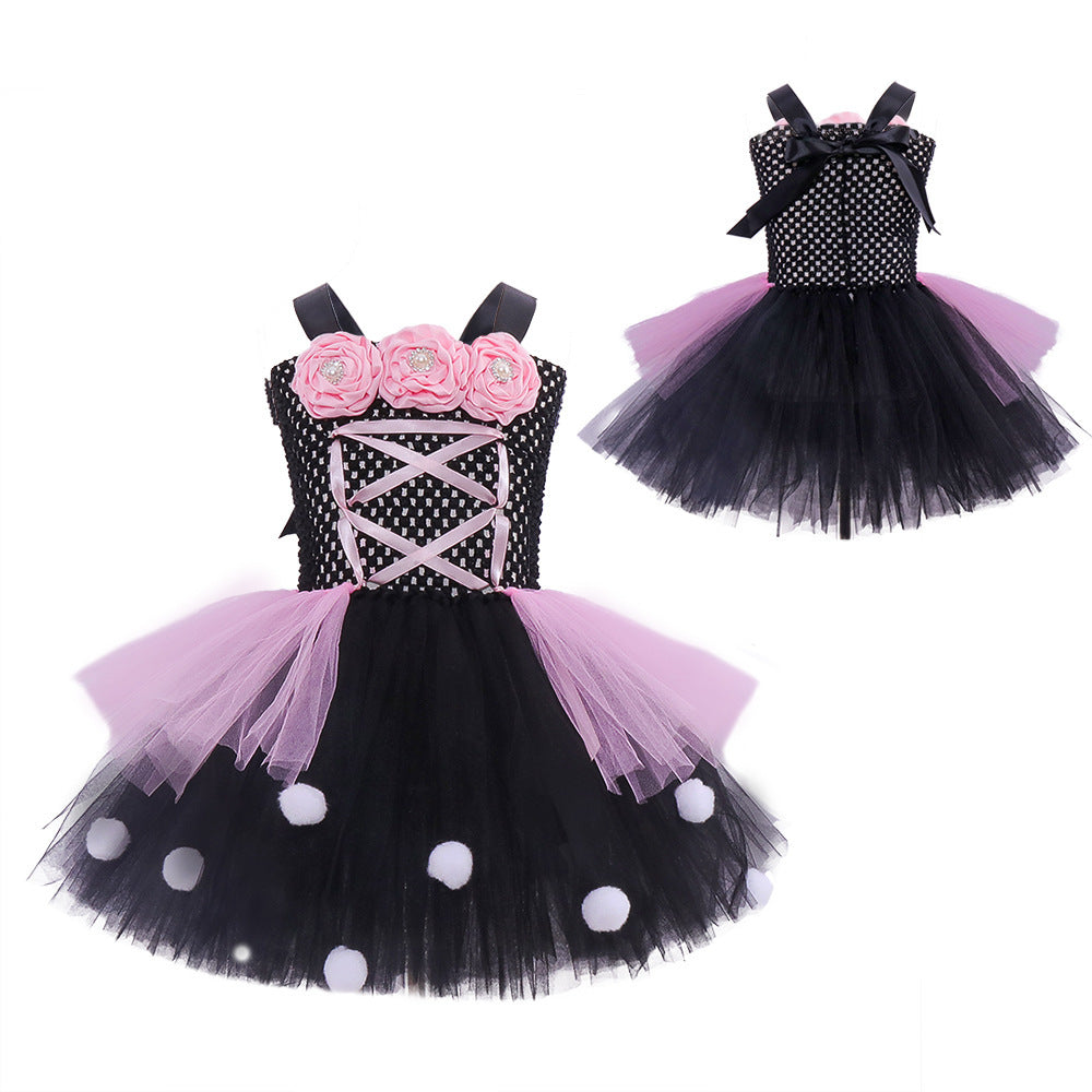 Little Witch Flower Mesh Halloween Character Children's Performance Wear