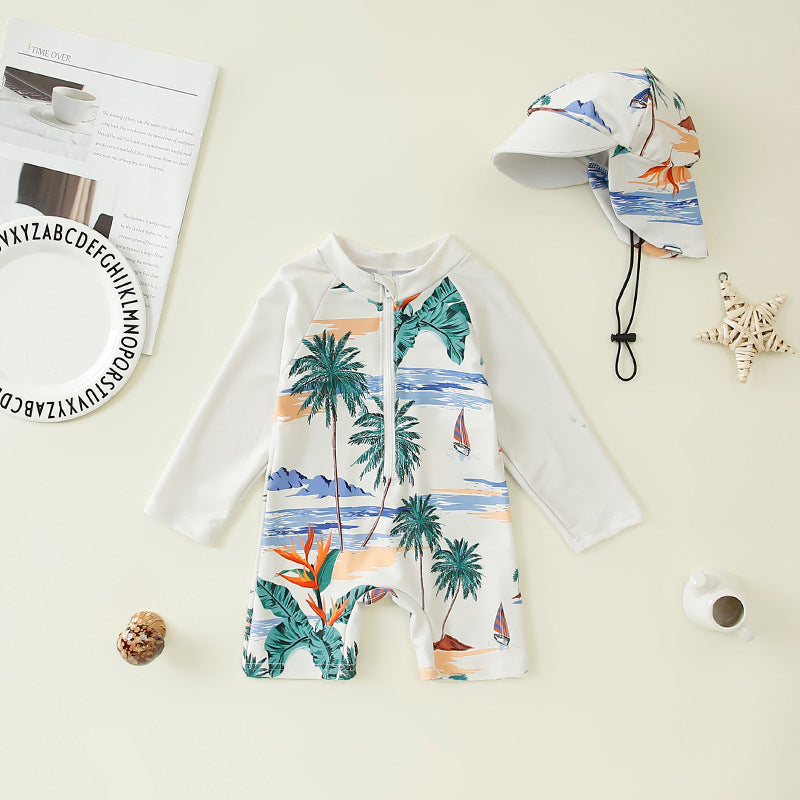 Jumpsuit Children's Swimsuit Hat Polyester