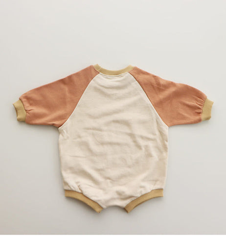 Contrasting Color Raglan Small Sweater Triangle Climbing Jumpsuit