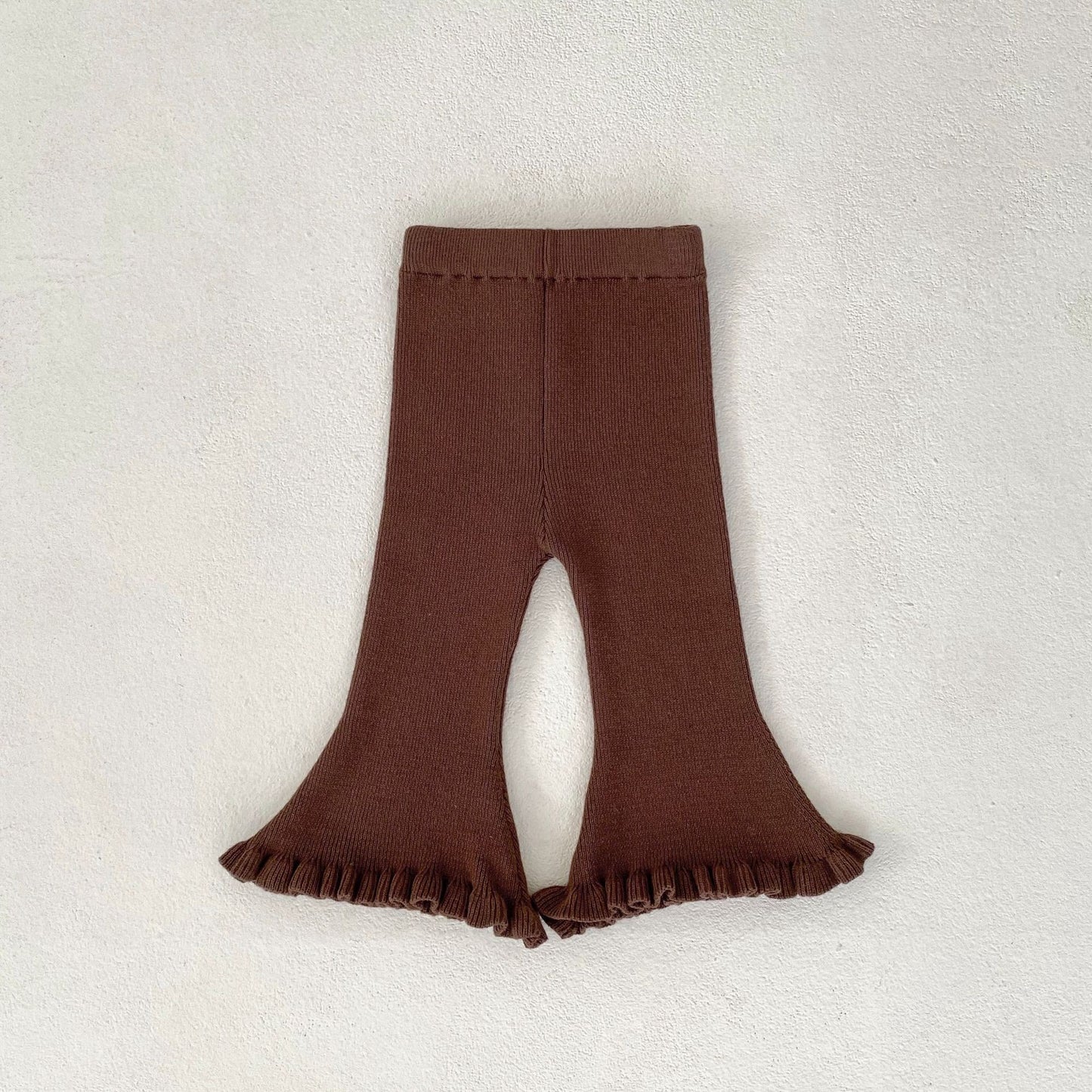 Baby Dot Yarn Ruffled Knitted Cardigan Coat Knitted Bell-bottom Pants