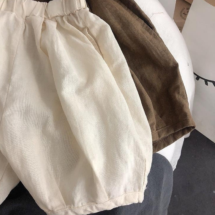 Children's Solid Color Cotton Linen Pants