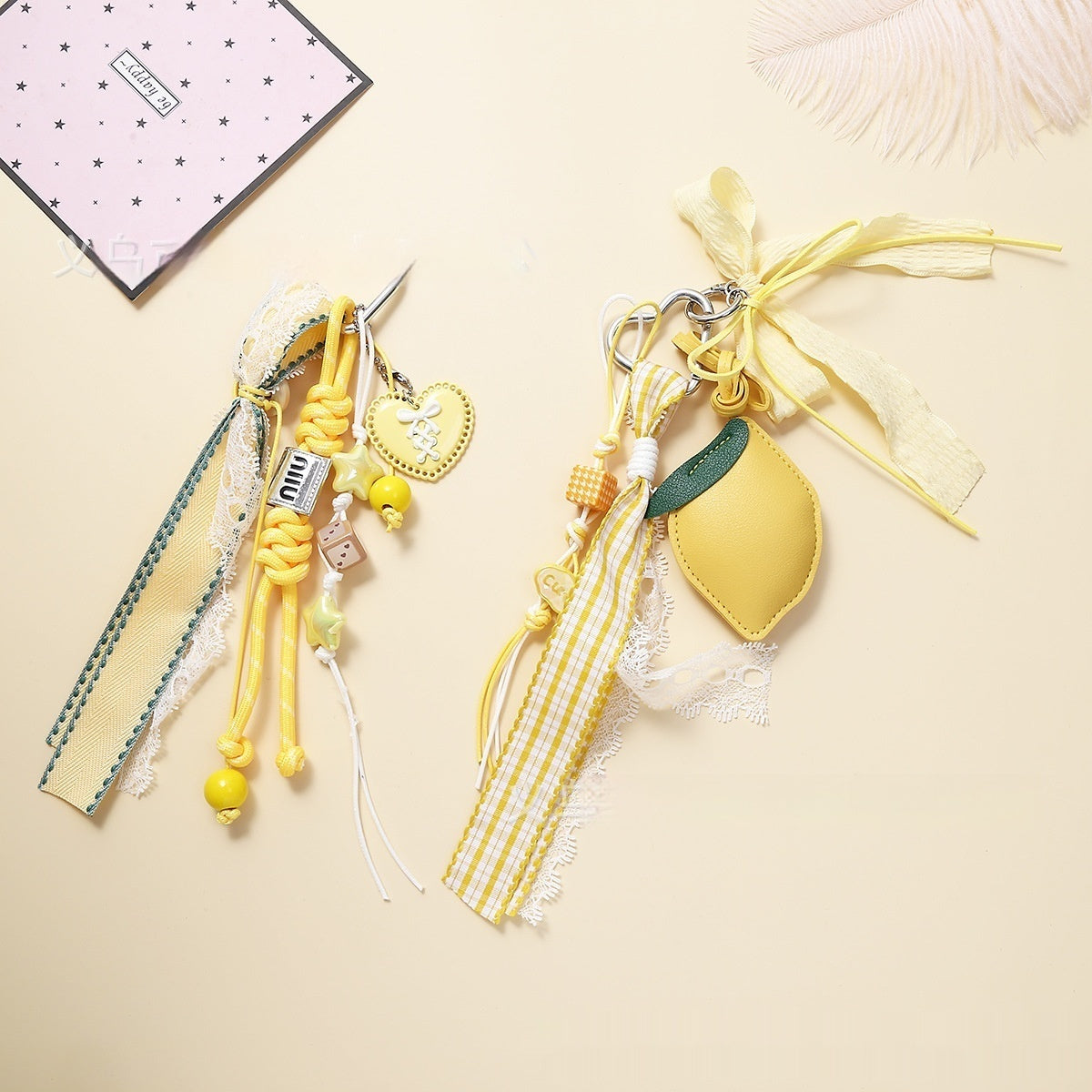 Leather Lemon Women's Bag Pendant Small Fresh Keychain Ornaments