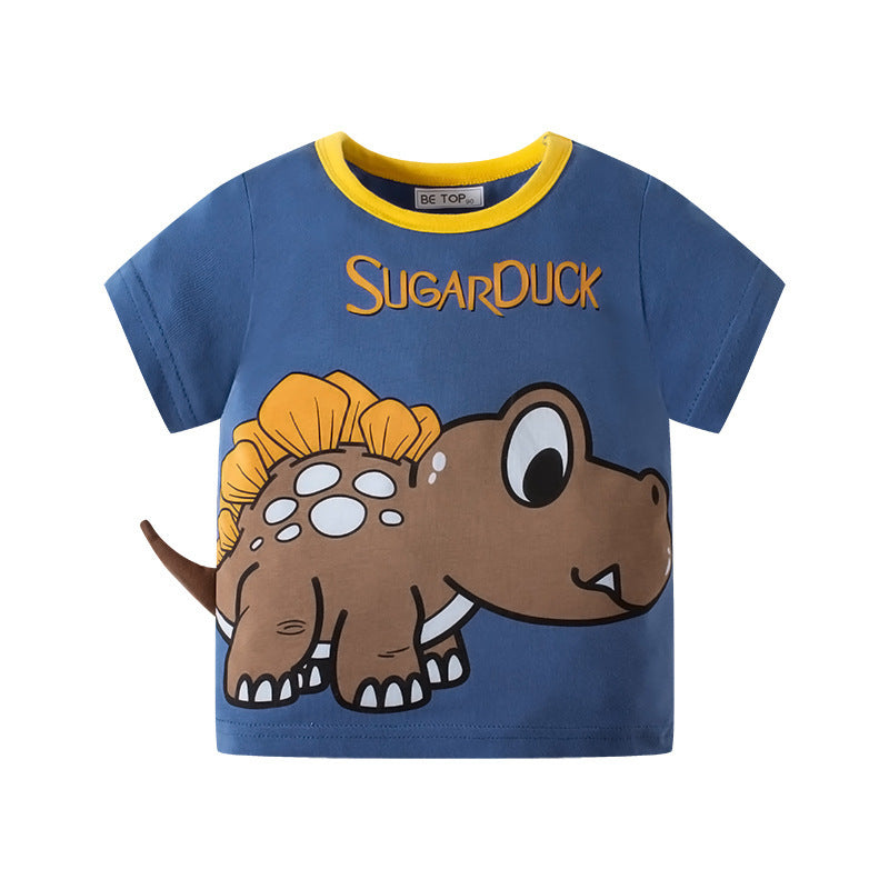 Cartoon Three-dimensional Dinosaur Boys' T-shirt Summer Korean Cartoon