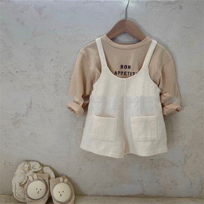 Children's Loose Fitting Comfortable Plain Casual Shorts With Straps