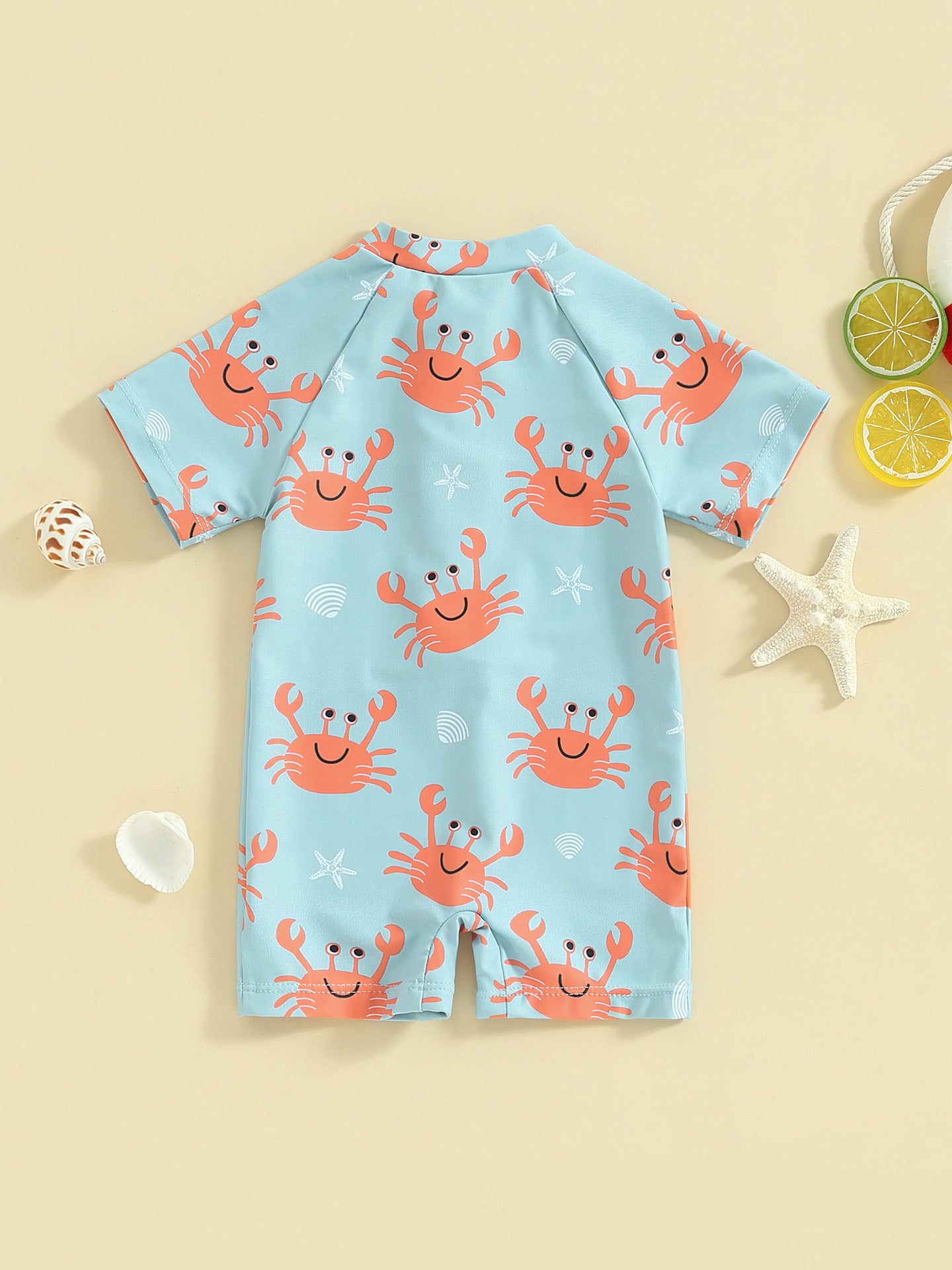 Cute Crab Printed Baby Boys' Light Blue Protective Shorts