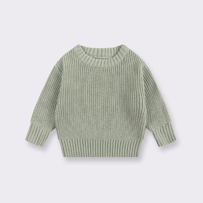 Simple Solid Color Girls' Round Neck Base Knitwear