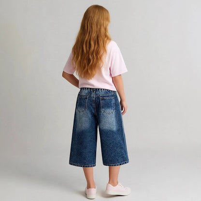Girl's Nostalgic Washed Distressed Jeans