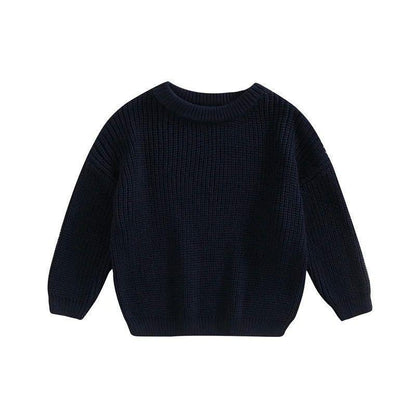 Girls' Solid Color Crew Neck Casual Sweater