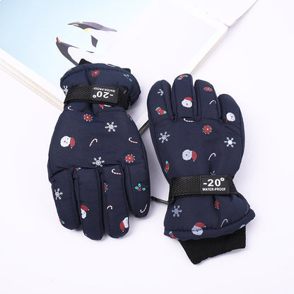 Outdoor Sports Riding Fleece-lined Thickened Finger Children's Ski Gloves