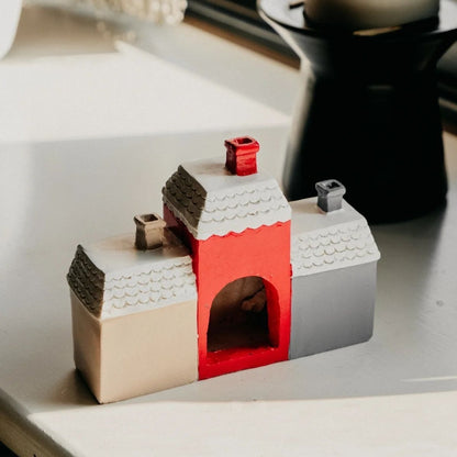 Christmas Small House Decorations Resin Winter Incense Cone Burner Decoration Landscape Decorative Gift
