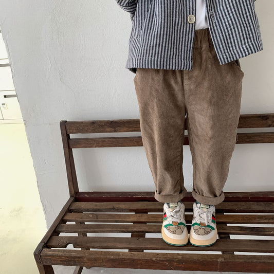 Children's Fashionable Elastic Corduroy Pants
