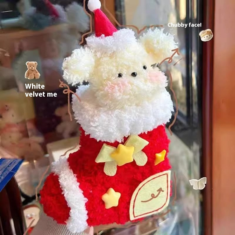 Árbol de Navidad de vellón coral, palo trenzado, regalo para cachorros, material para hacer tú mismo