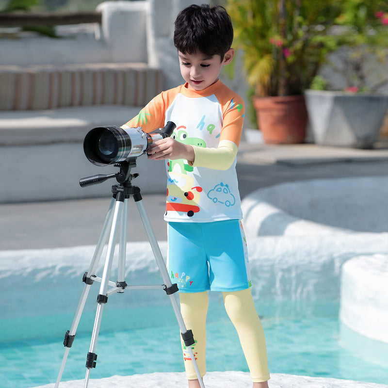 Boy Cartoon Split Long-sleeved Long Trousers Quick-drying Swimwear