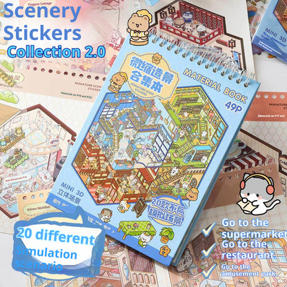 Creative 3D Miniature Cottage Diorama Sticker Set